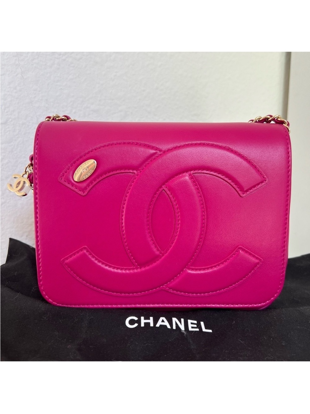 Chanel Lambskin CC Mania Flap Bag in Pink